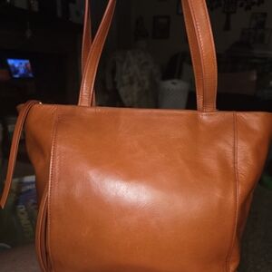HOBO Leather Tote in Cognac